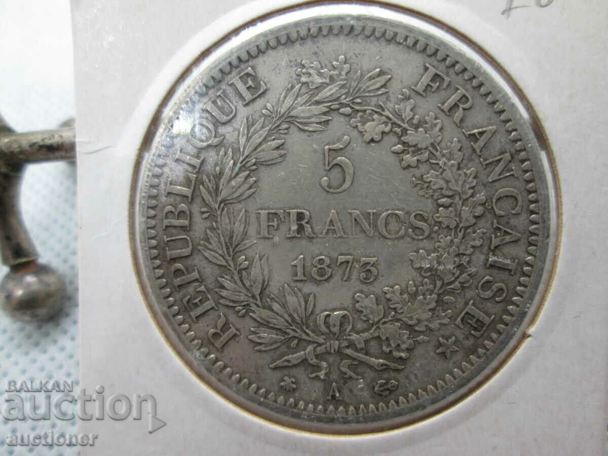 5 FRANC SILVER 1873 FRANCE-LETTER -A HERCULES - 5 5 FRANC SILVER 1873 FRANCE-LETTER -A HERCULES - 5
