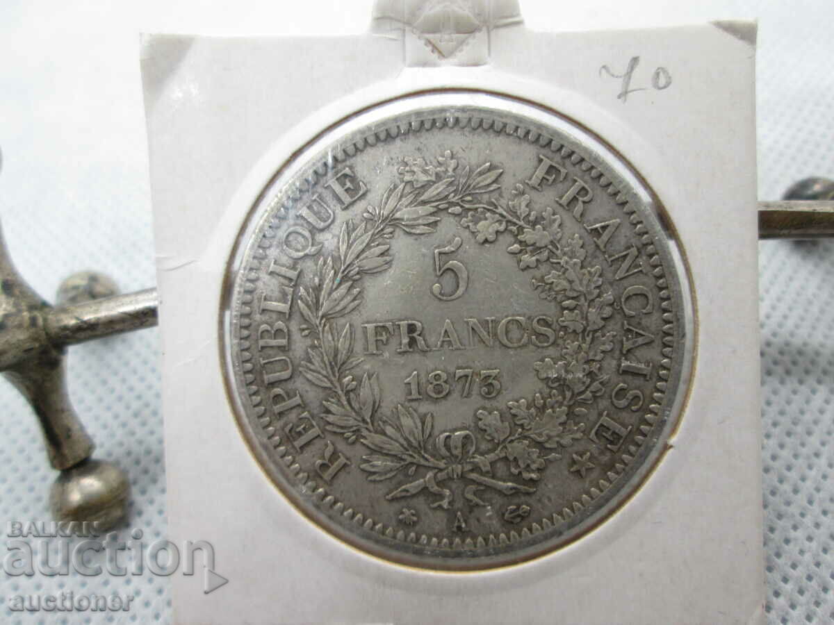 5 FRANC SILVER 1873 FRANCE-LETTER -A HERCULES - 7 5 FRANC SILVER 1873 FRANCE-LETTER -A HERCULES - 7