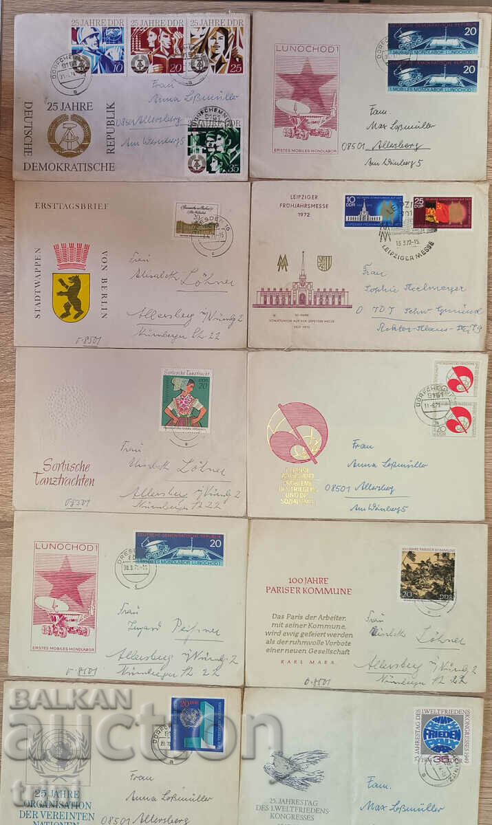 Пътували  пликове с марки ГДР 10 броя №9
