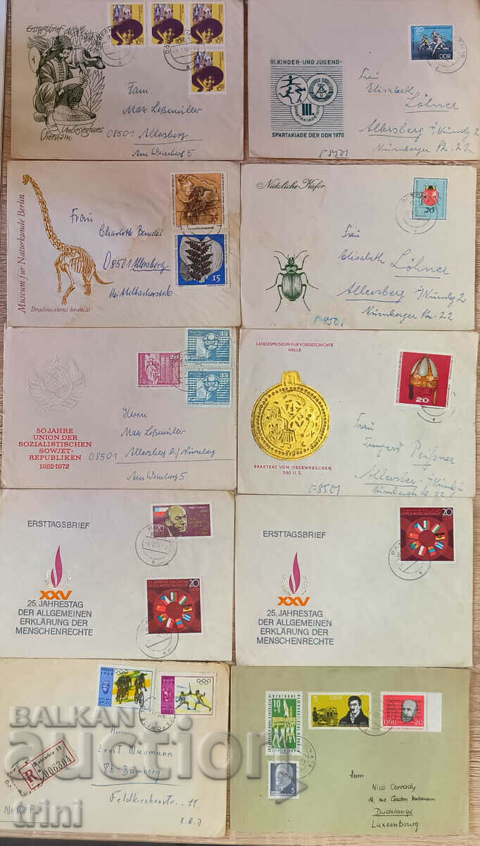 Ταξιδιωτικοί φάκελοι με γραμματόσημα GDR 10 τεμάχια #11
