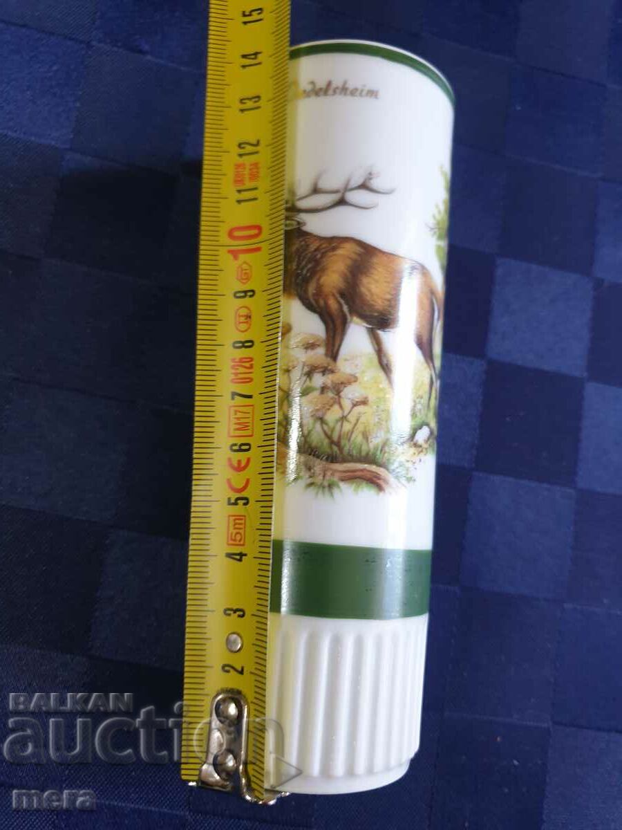 Auction Porcelain vase with a hunting motif in the shape of a sleeve-Bavaria Auction Porcelain vase with a hunting motif in the shape of a sleeve-Bavaria