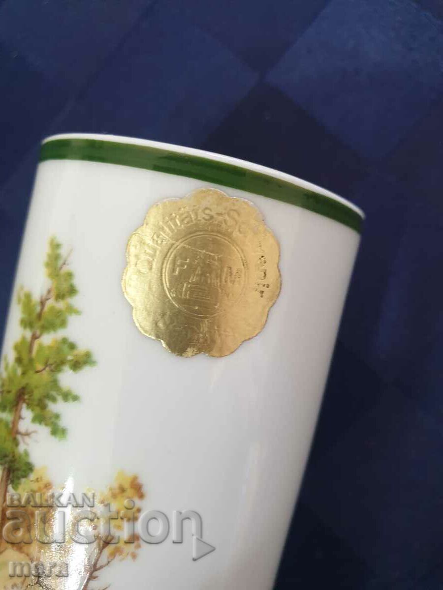 Porcelain vase with a hunting motif in the shape of a sleeve-Bavaria - 5 Porcelain vase with a hunting motif in the shape of a sleeve-Bavaria - 5