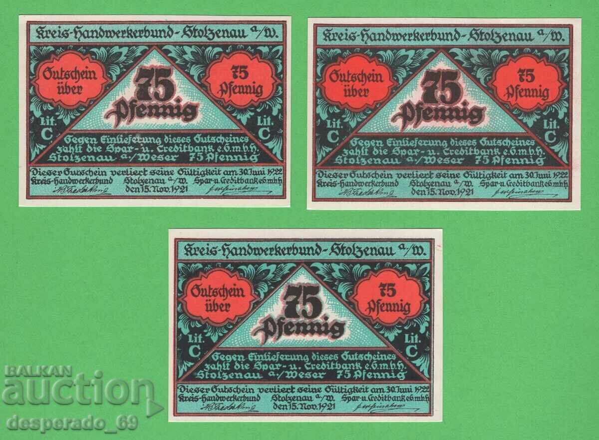 (¯`'•.¸NOTGELD (гр. Stolzenau) 1921 UNC -3 бр.банкноти '´¯) с цена € 3.90 | 7.63 лв. (¯`'•.¸NOTGELD (гр. Stolzenau) 1921 UNC -3 бр.банкноти '´¯) с цена € 3.90 | 7.63 лв.