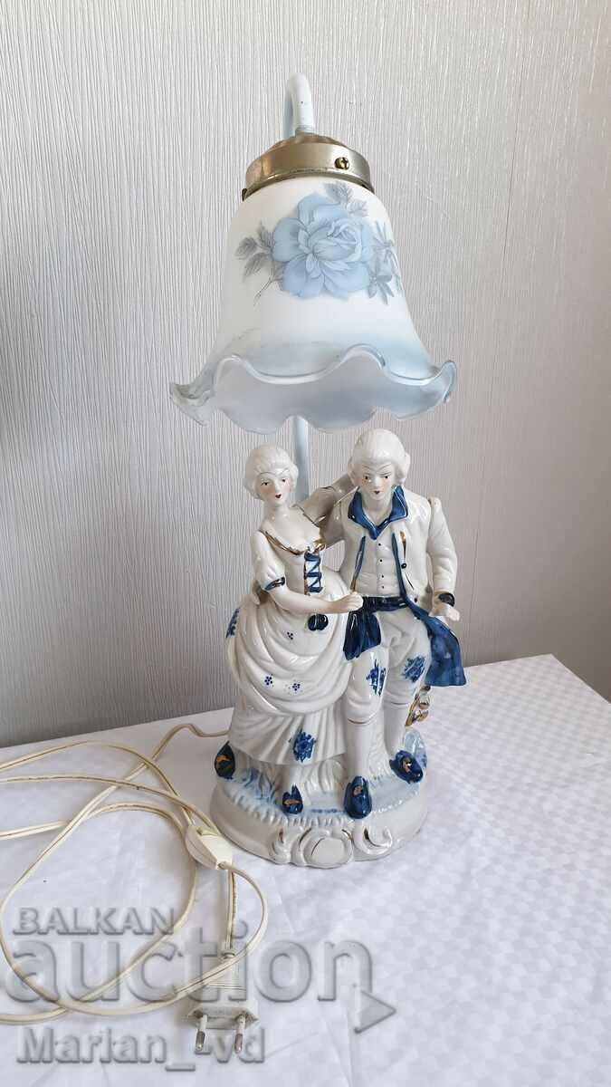 Старинна порцеланова лампа, викторианска двойка - 5 Старинна порцеланова лампа, викторианска двойка - 5