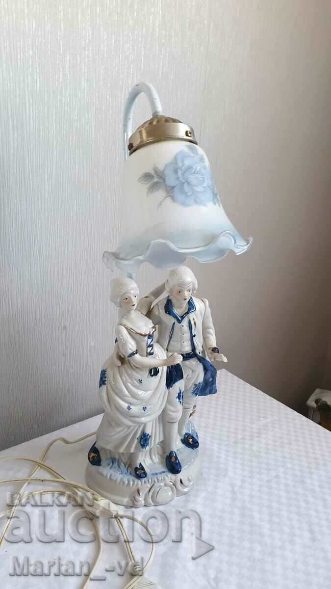 Старинна порцеланова лампа, викторианска двойка - 6 Старинна порцеланова лампа, викторианска двойка - 6