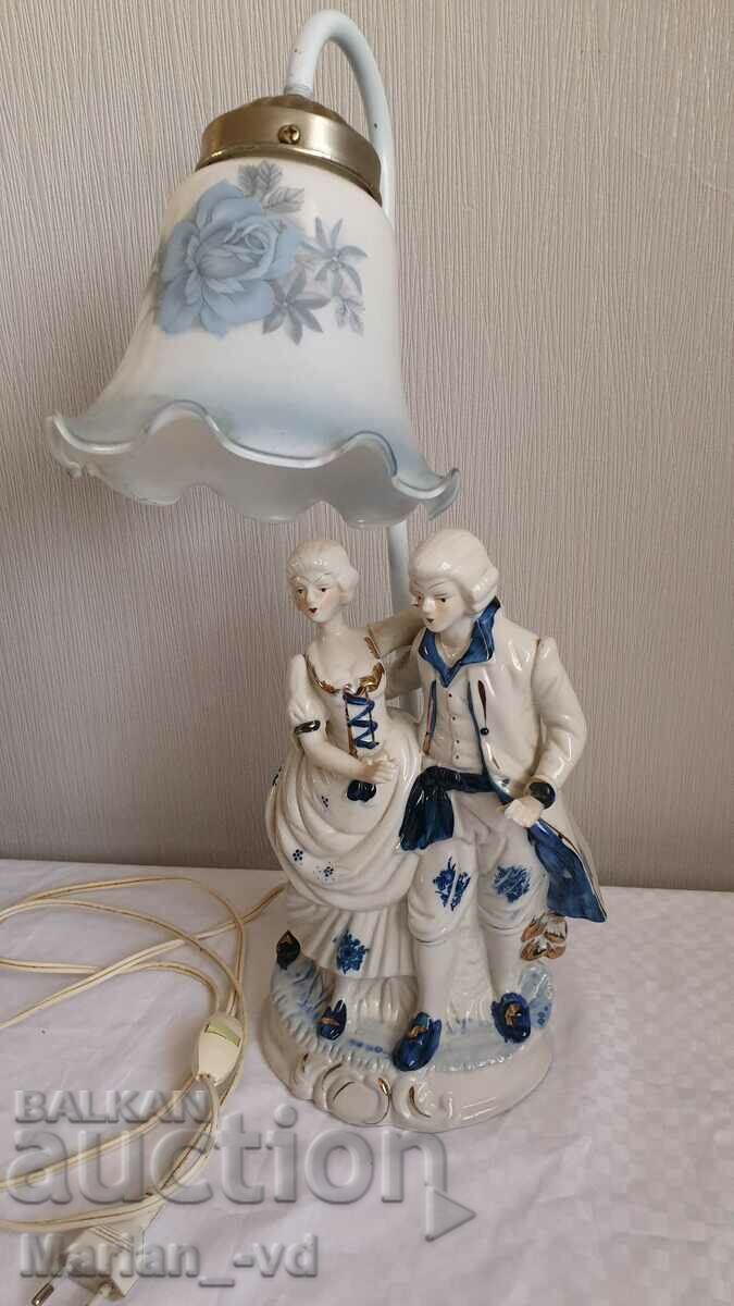 Старинна порцеланова лампа, викторианска двойка - 7 Старинна порцеланова лампа, викторианска двойка - 7
