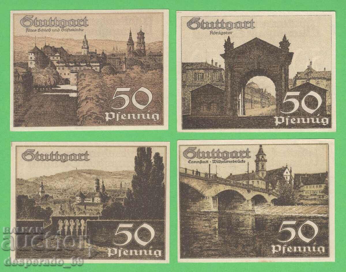 (¯`'•.¸NOTGELD (Stuttgart) 1921 UNC -4 pcs. banknotes •'´¯)