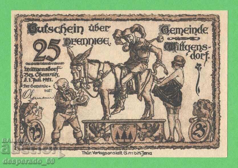 (¯`'•.¸NOTGELD (town Wittgensdorf) 1921 UNC -25 pfennig •'´¯) with price 2.70 BGN | € 1.38 (¯`'•.¸NOTGELD (town Wittgensdorf) 1921 UNC -25 pfennig •'´¯) with price 2.70 BGN | € 1.38