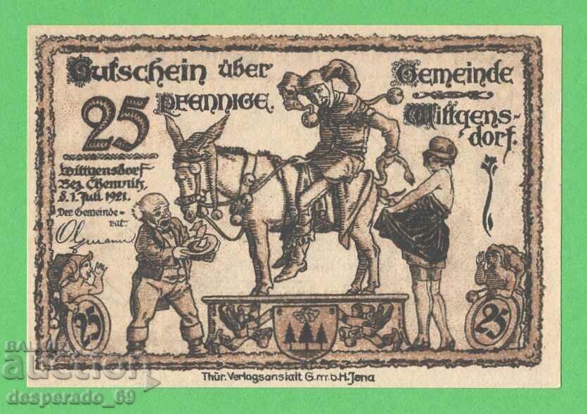 (¯`'•.¸NOTGELD (orașul Wittgensdorf) 1921 UNC -25 pfennig •'´¯) cu preț € 1.40 | 2.74 BGN