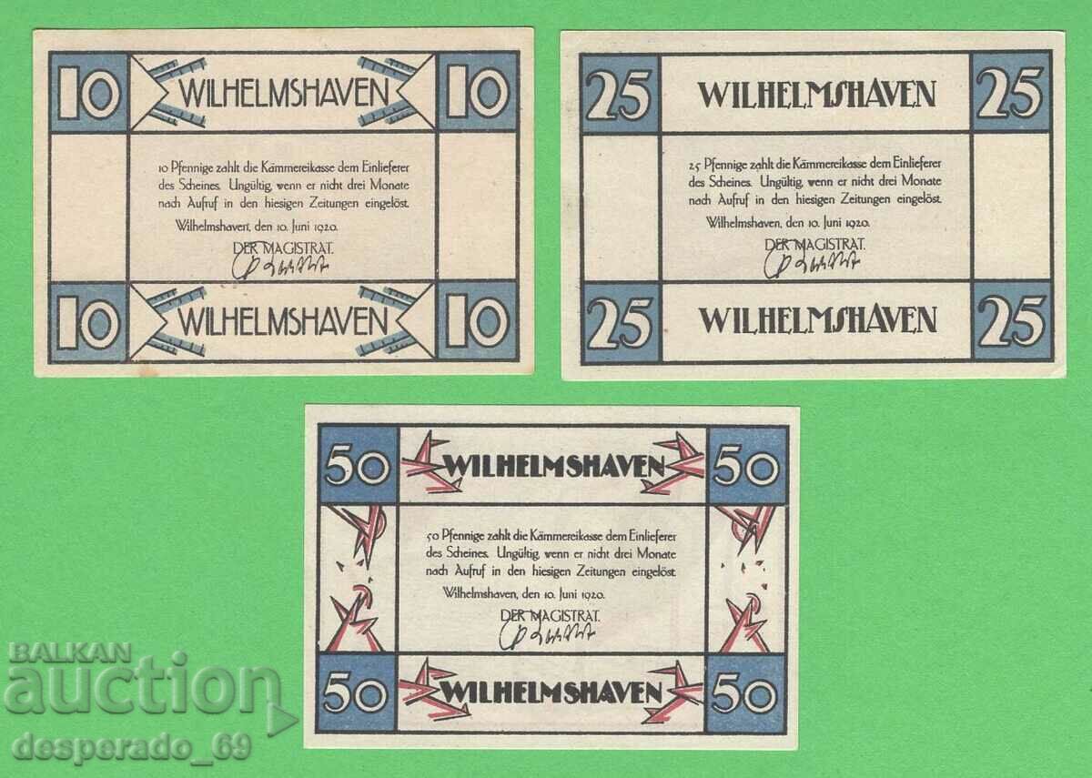 (¯`'•.¸NOTGELD (city Wilhelmshaven) 1920 UNC -3 pcs. banknotes with price 6.90 BGN | € 3.53 (¯`'•.¸NOTGELD (city Wilhelmshaven) 1920 UNC -3 pcs. banknotes with price 6.90 BGN | € 3.53