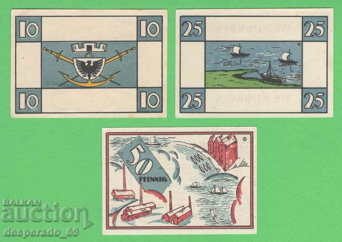 (¯`'•.¸NOTGELD (city Wilhelmshaven) 1920 UNC -3 pcs. banknotes