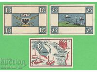 (¯`'•.¸NOTGELD (πόλη Wilhelmshaven) 1920 UNC -3 τεμ. τραπεζογραμμάτια