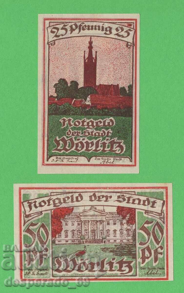 (¯`'•.¸NOTGELD (or. Wörlitz) 1922 UNC - 2 bancnote¸.•'´¯) cu preț 2.40 € (¯`'•.¸NOTGELD (or. Wörlitz) 1922 UNC - 2 bancnote¸.•'´¯) cu preț 2.40 €