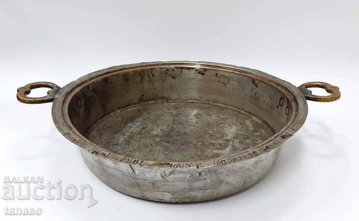 Antique copper tray 1932, markings(9.3)