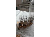 I am selling a set of 6 glasses and a bottle for brandy with a hunting theme