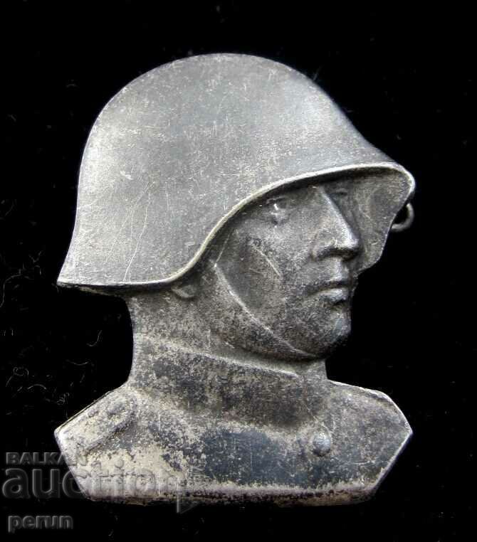 Rare Military Badge-WW2-Helmet Soldier-Switzerland-1940
