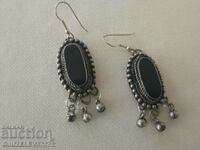 Vazrozhdensky. EARRINGS with POLISHED BLACK Agate