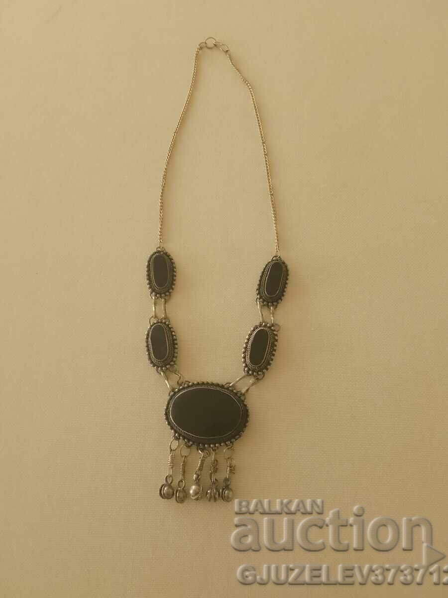 Renaissance necklace with POLISHED BLACK Agate