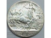 2 лири 1912 Италия сребро -  рядка