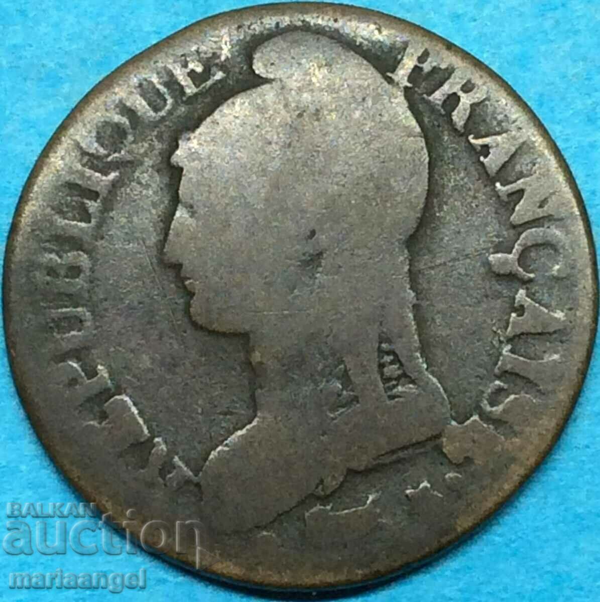 Franta 5 centimes 1796 Lan 5 Bronz