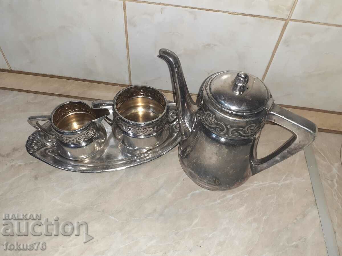 Auction Great boards Eneret Astral thick silver plated tea set Auction Great boards Eneret Astral thick silver plated tea set