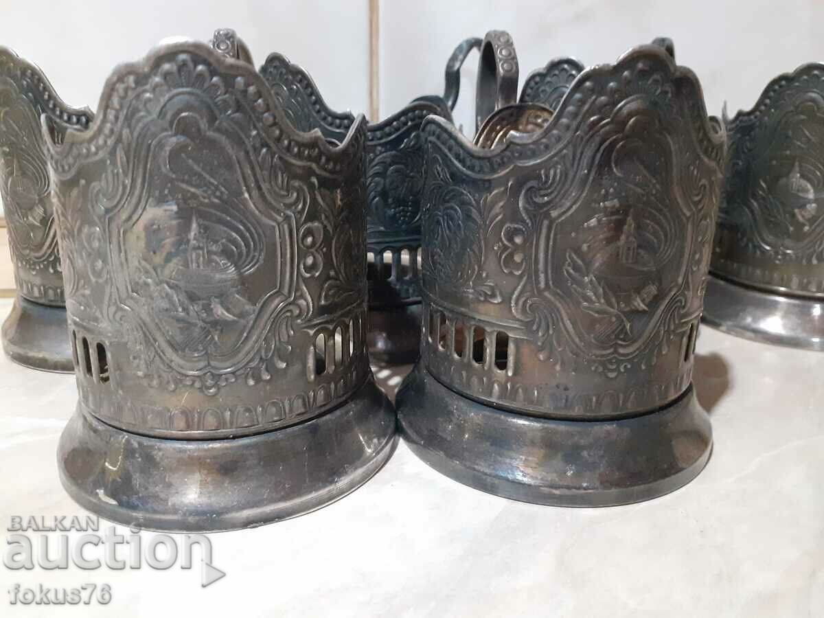 Delivery of Set of 6 silver-plated Russian Soviet coasters Delivery of Set of 6 silver-plated Russian Soviet coasters