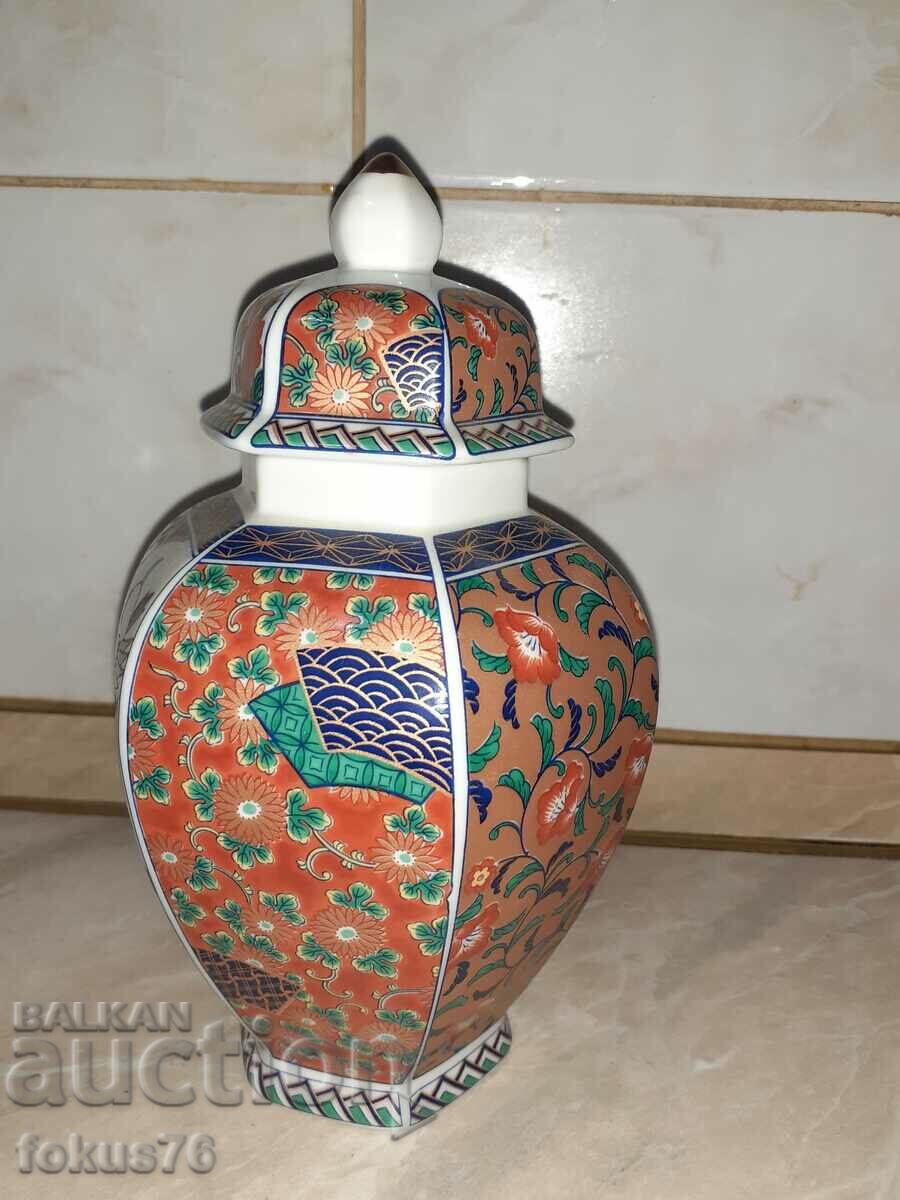 Beautiful jar with lid - Japanese porcelain mark with price 180.00 BGN | € 92.03 Beautiful jar with lid - Japanese porcelain mark with price 180.00 BGN | € 92.03