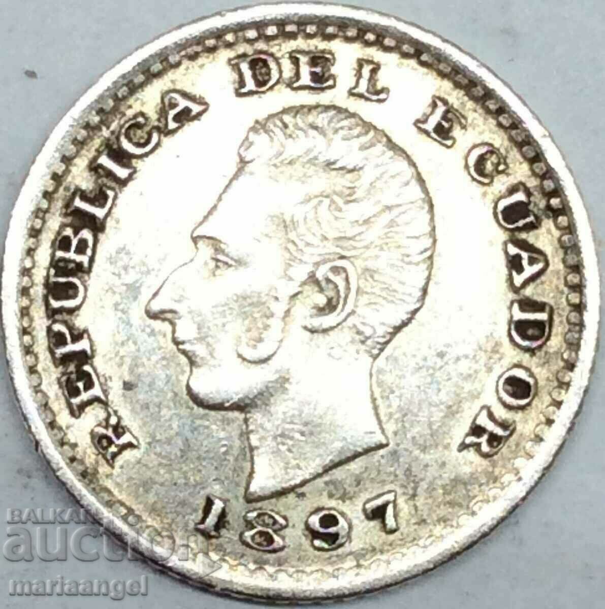 Ecuador 1/2 decim de sucre 1897 argint