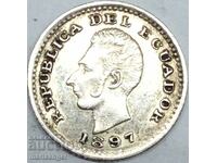 Ecuador 1/2 decim de sucre 1897 silver