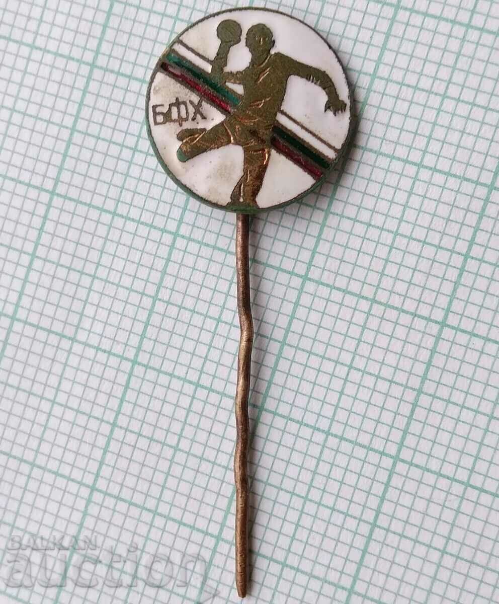 14420 - BFH Bulgarian Handball Federation - bronze enamel with price 3.00 BGN | € 1.53 14420 - BFH Bulgarian Handball Federation - bronze enamel with price 3.00 BGN | € 1.53