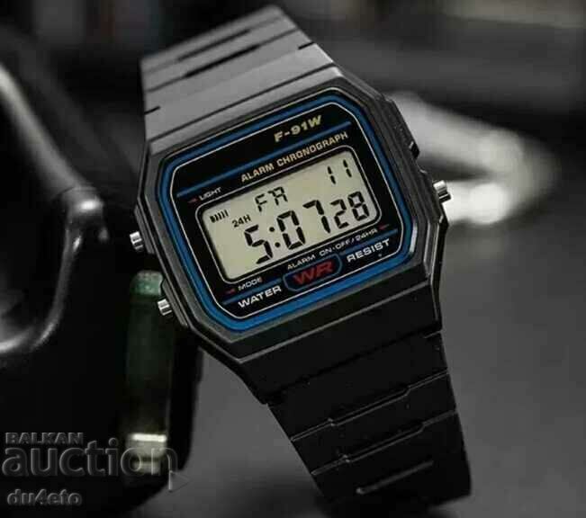 Men's wristwatch F-91W, time, date, chronometer, alarm, ca with price 25.00 BGN | € 12.78 Men's wristwatch F-91W, time, date, chronometer, alarm, ca with price 25.00 BGN | € 12.78