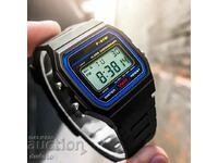 Men's wristwatch F-91W, time, date, chronometer, alarm, ca