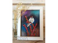 Sparrow, painting, pastel, original