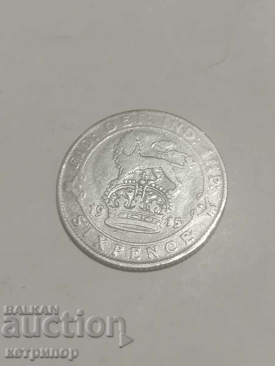 6 pence 1915 Great Britain silver