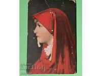 Old Card Saint Fabiola with red veil