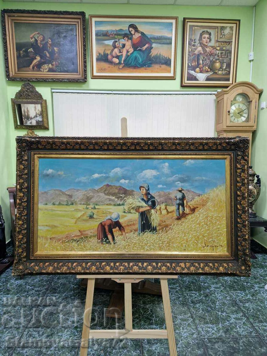 Unique large antique original oil painting