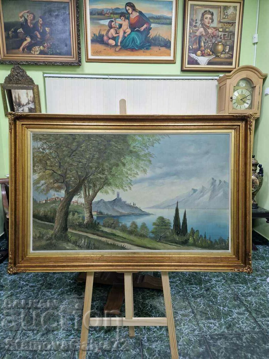 Superb old large antique oil on canvas painting