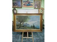 Superb old large antique oil on canvas painting