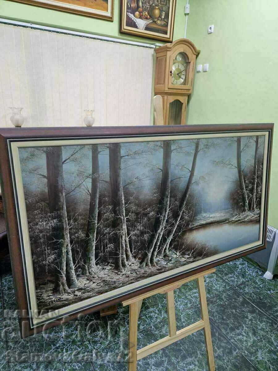 Frumos pictură veche mare antică în ulei pe pânză - 5