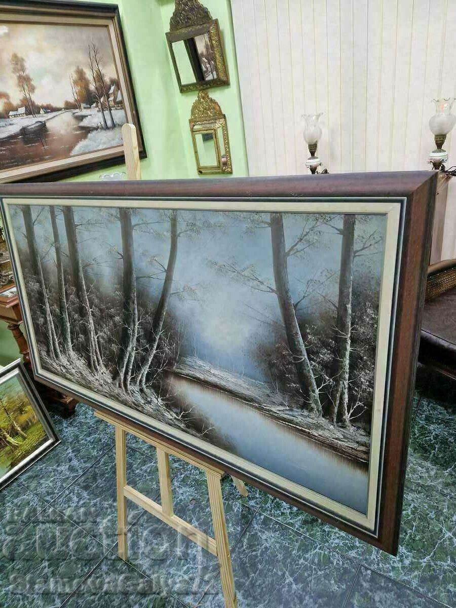 Beautiful old large antique oil on canvas painting - 6 Beautiful old large antique oil on canvas painting - 6