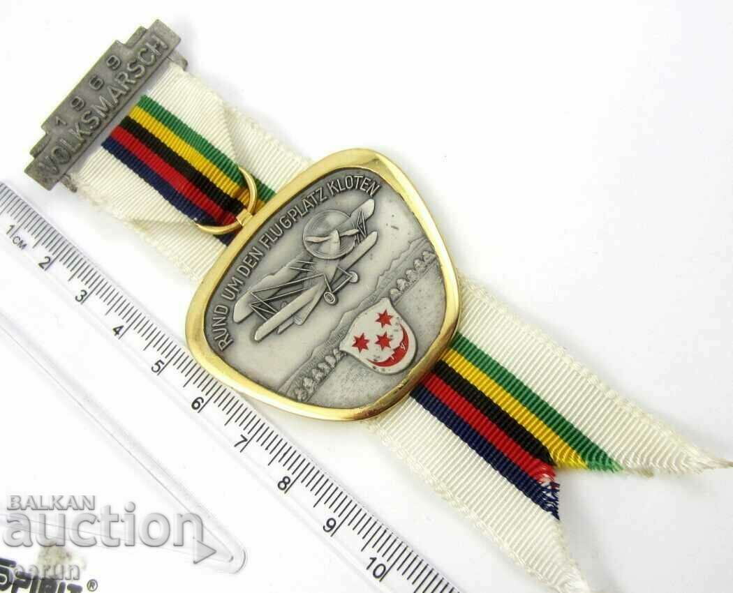 НАРОДЕН МАРШ-1969г-ЛЕТИЩЕ КЛОТЕН-ЩВЕЙЦАРИЯ-МЕДАЛ-ОРИГИНАЛ - 5 НАРОДЕН МАРШ-1969г-ЛЕТИЩЕ КЛОТЕН-ЩВЕЙЦАРИЯ-МЕДАЛ-ОРИГИНАЛ - 5