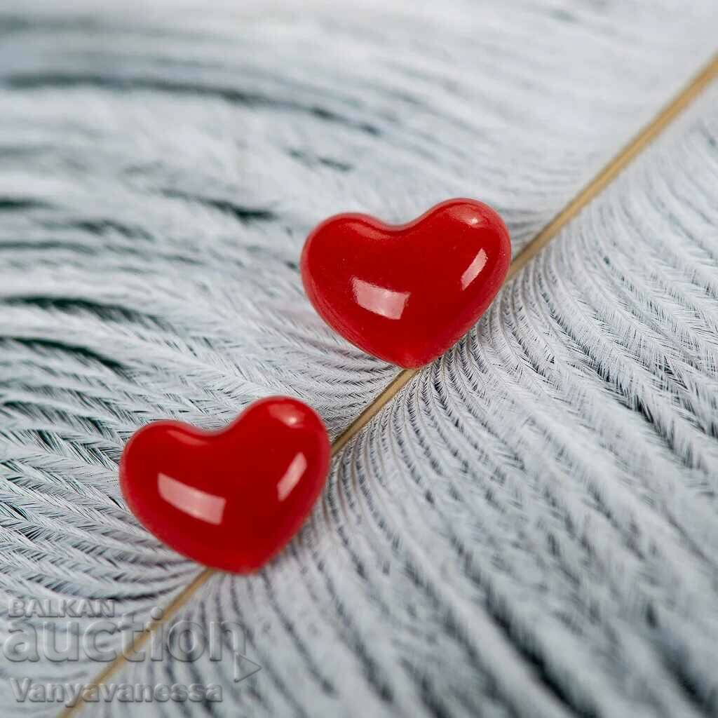 Cercei inimă stacojie roșie dragoste - sau cu set de broșe