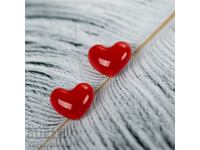 Обеци Алено сърце червени любов - или с брошка комплект
