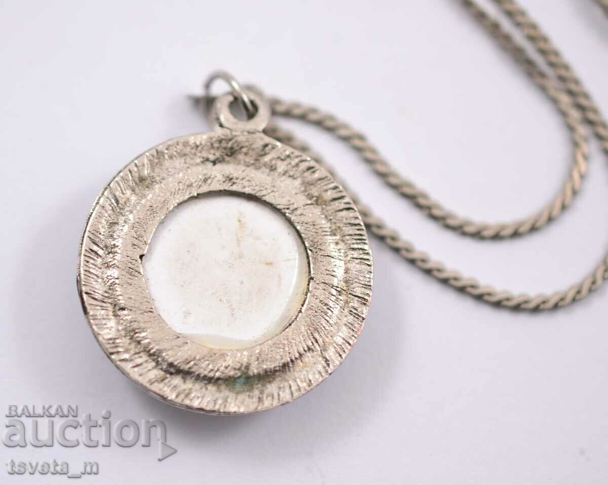 Auction Domed glass medallion necklace Auction Domed glass medallion necklace