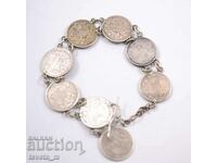 Antique silver coin bracelet 22 g