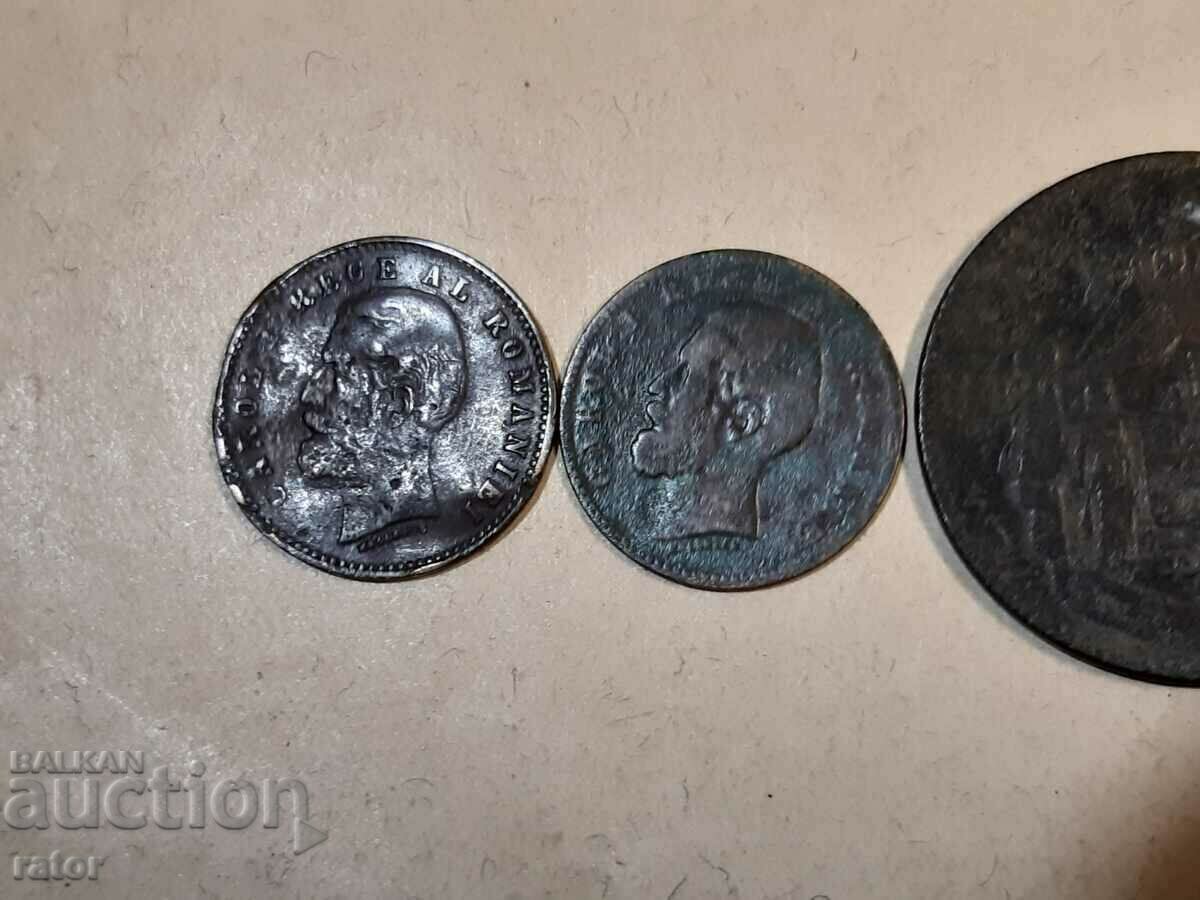 Coins 2 bani 1882, 2 bani 1900 and 10 bani 1867, Romania - 5 Coins 2 bani 1882, 2 bani 1900 and 10 bani 1867, Romania - 5
