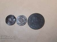 Monede 2 bani 1882, 2 bani 1900 și 10 bani 1867, România