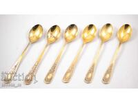 Set of 6 spoons for tea, coffee or dessert with USSR gold plating