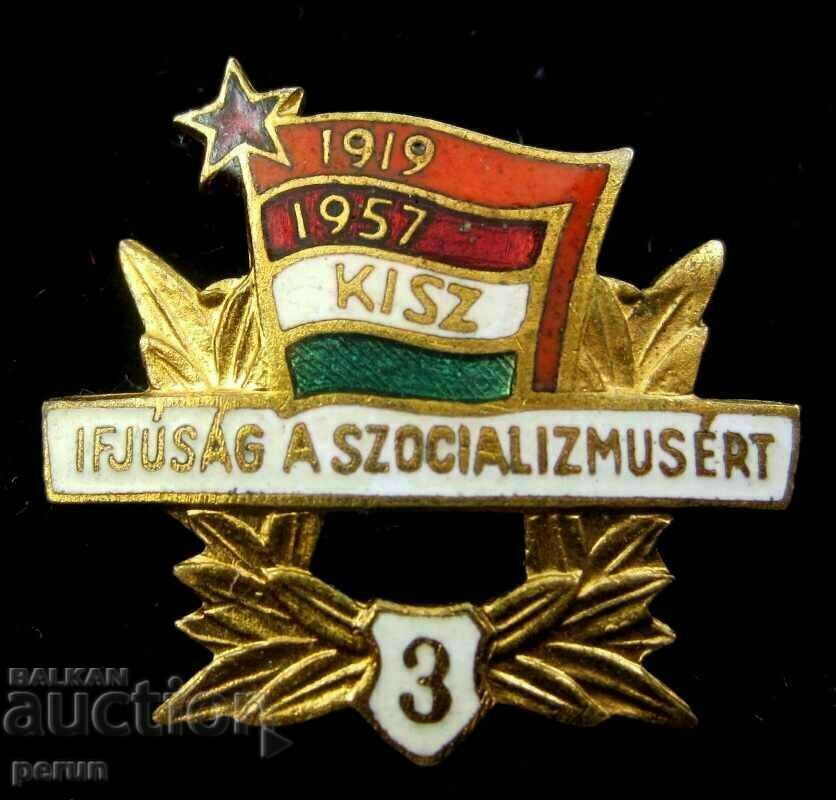 Auction Old enamel badge-Hungary-Social-Youth organization-Third cl Auction Old enamel badge-Hungary-Social-Youth organization-Third cl