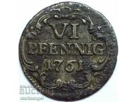 6 Pfennig 1761 Saxe-Albertine Line Germany - rare